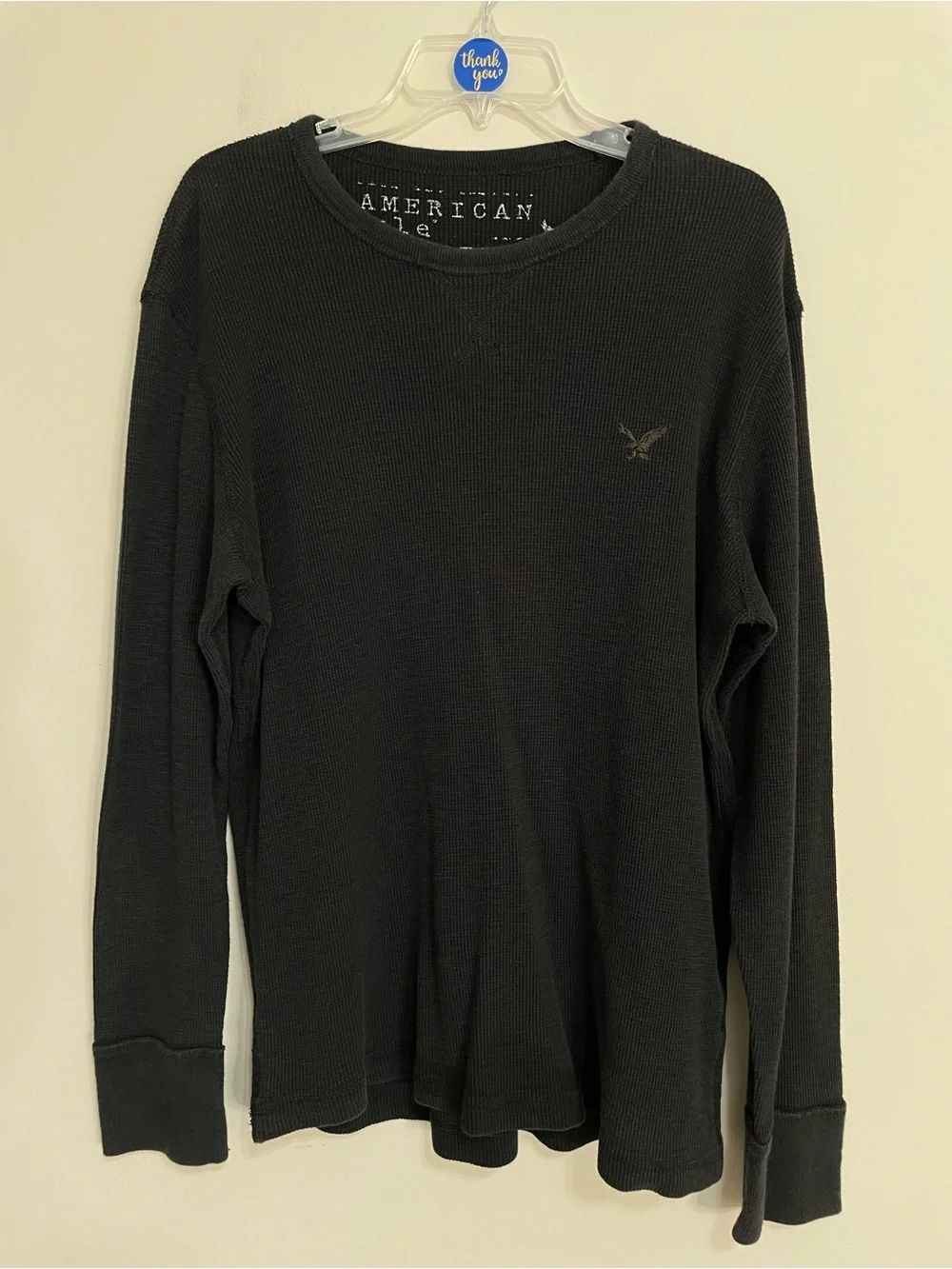 American Eagle Outfitters Men’s Black Thermal Long-Sleeve Sweater Sz Large